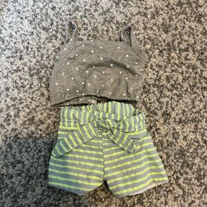 Gray and Green Striped Doll Outfit